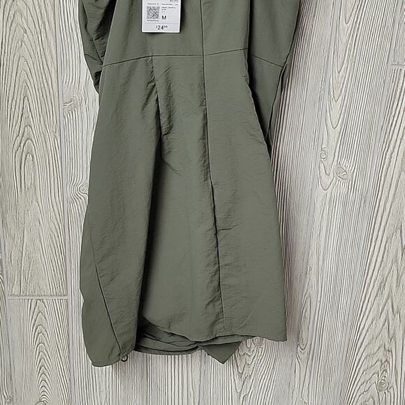 Forever 21 Ruched Toggle Drawstring Green Mini Dress Womens Size Medium NWT - Picture 6 of 12